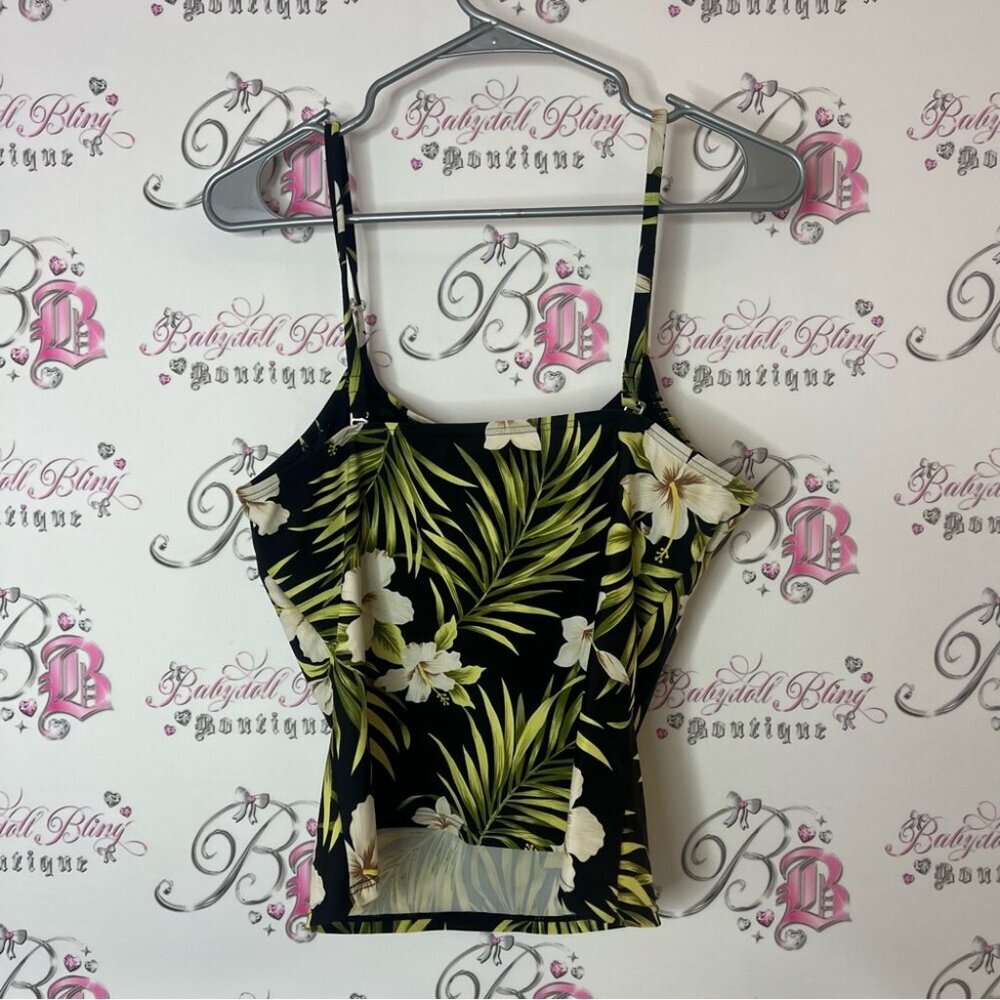 Tankini top hibiscus πΊ flowers Hawaii swim Tropical Floral Print Women's Top - Picture 3 of 3
